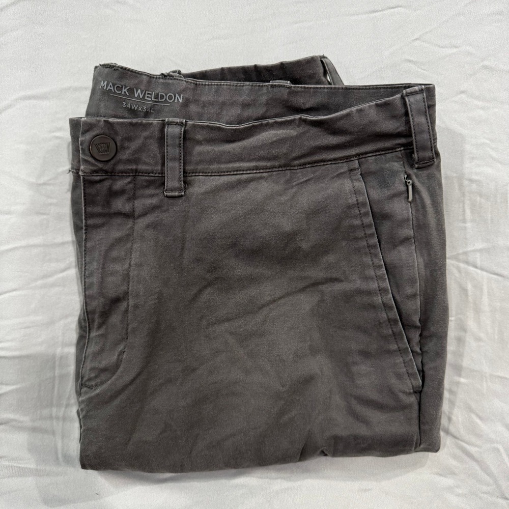 Mack‎ Weldon Charcoal Gray Chinos Pants Mens 34x 34 (33x32) Stretch Cotton Blend